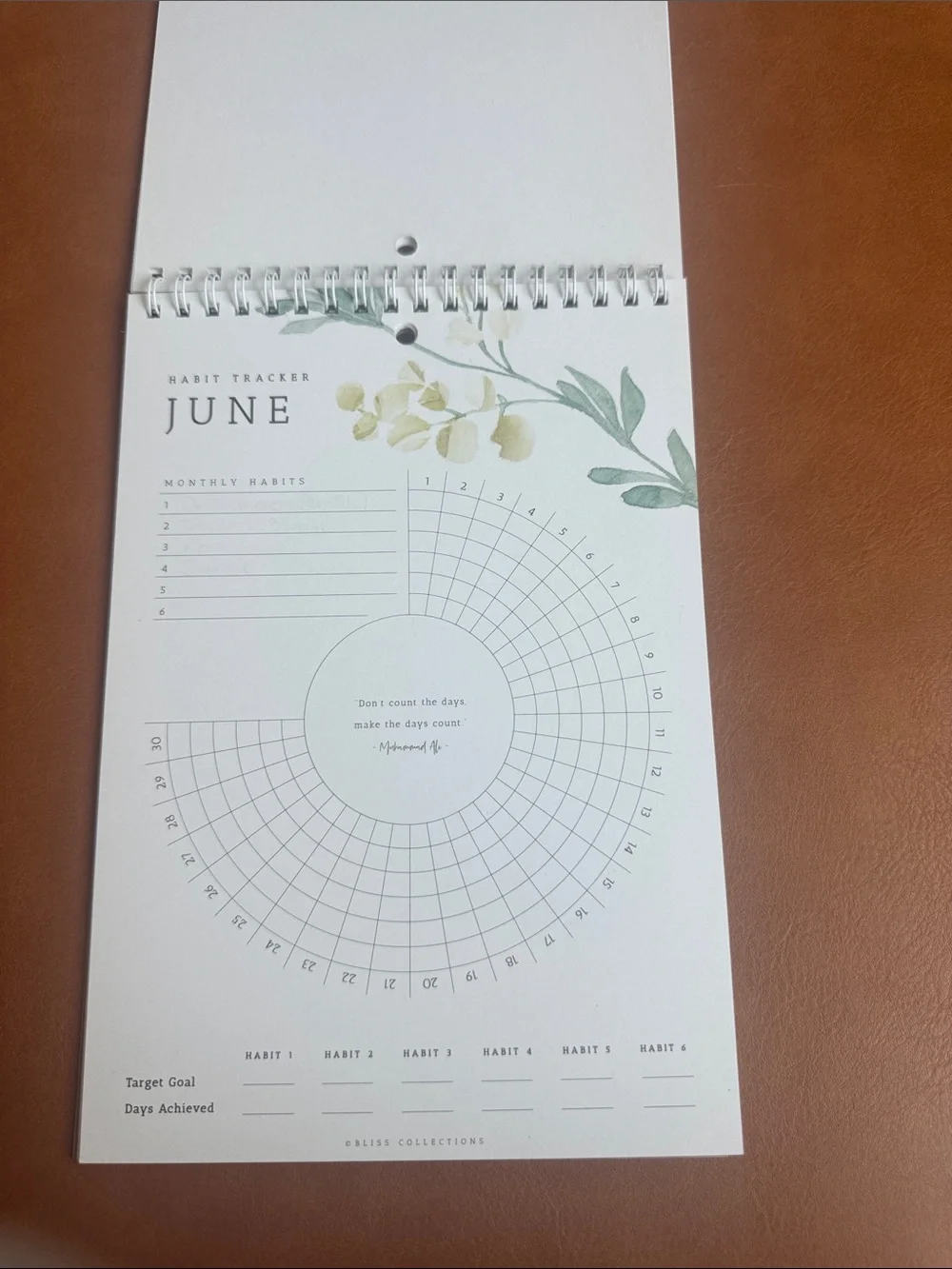 Bliss Collections Greenery Habit Tracker Wall Calendar - White & Green